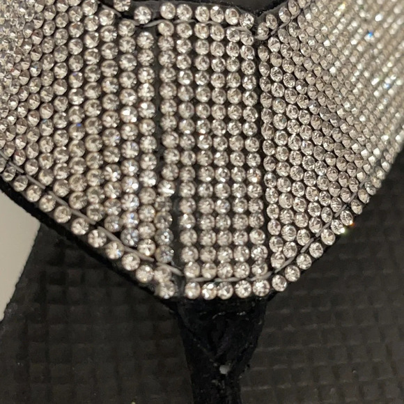 WILD PAIR Thong Wedge Sandals flip flops bling black size 7.5 - Picture 9 of 9